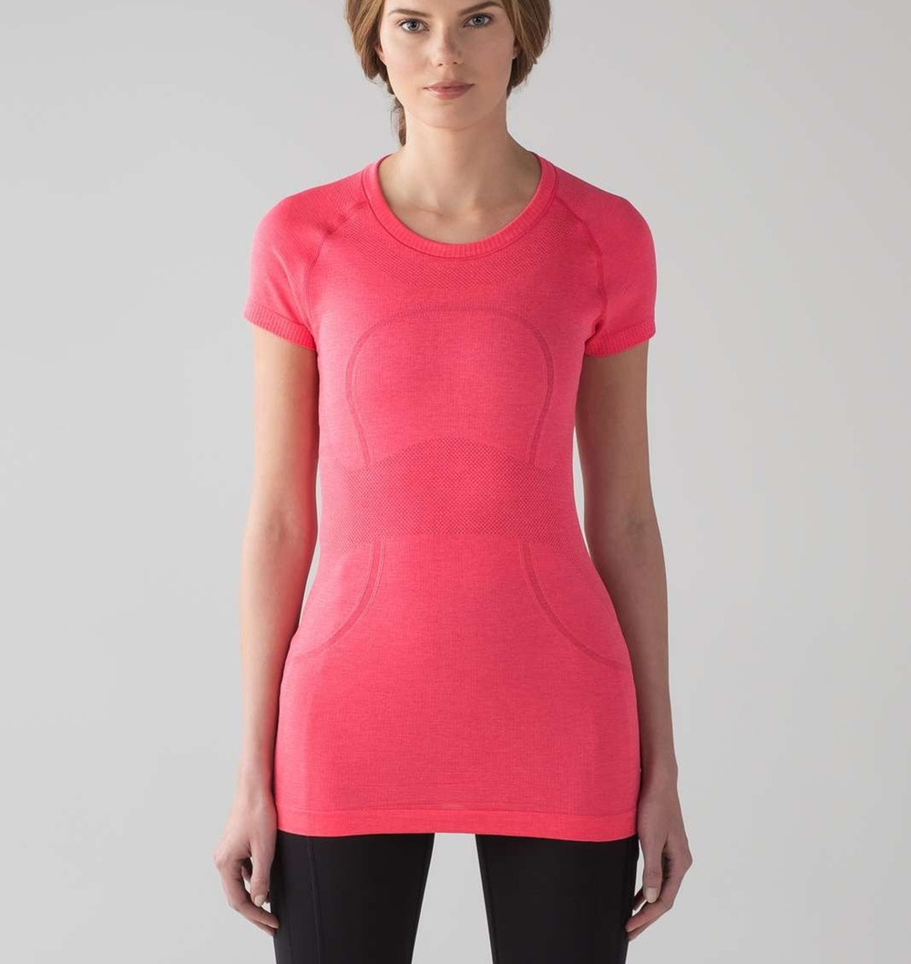Lululemon Swiftly Tech Short Sleeve Crew top Y2K Heather Coral Pink Sz 4 A011303